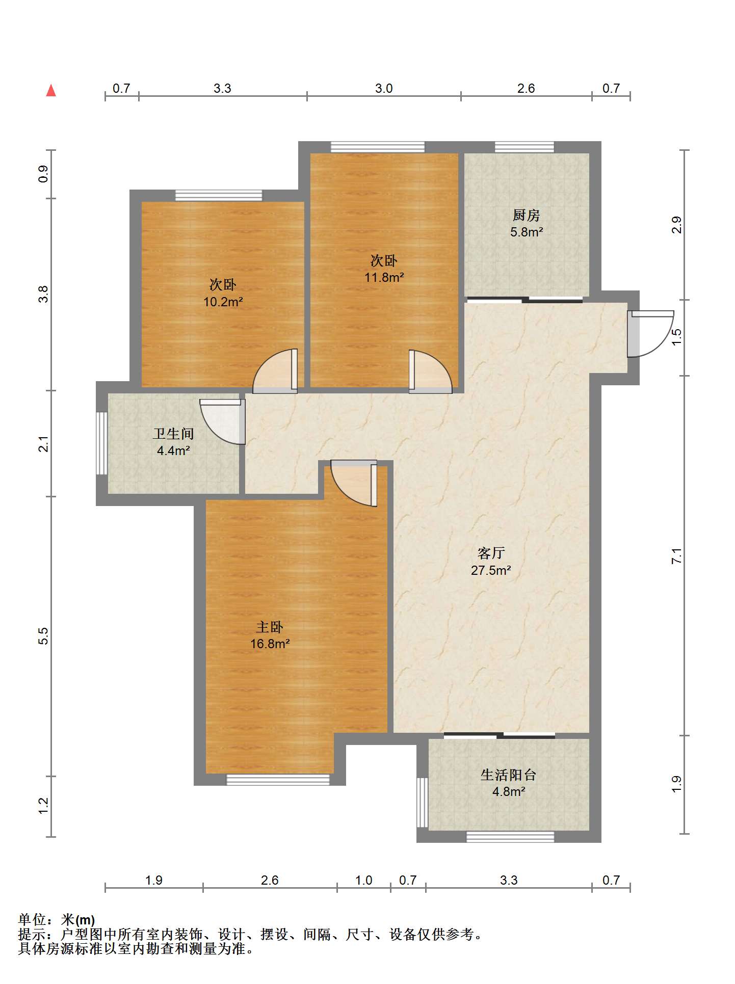 书香华府小区 3室2厅1卫 109m&sup2;