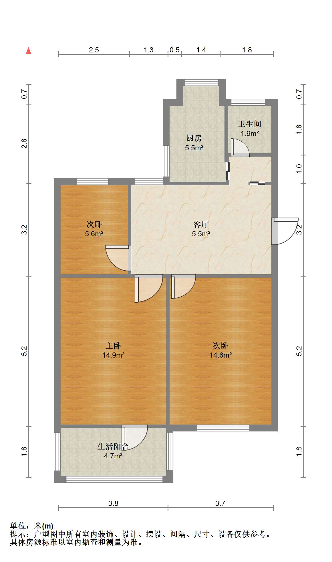 光明南村 3室1厅1卫 80.00m&sup2;