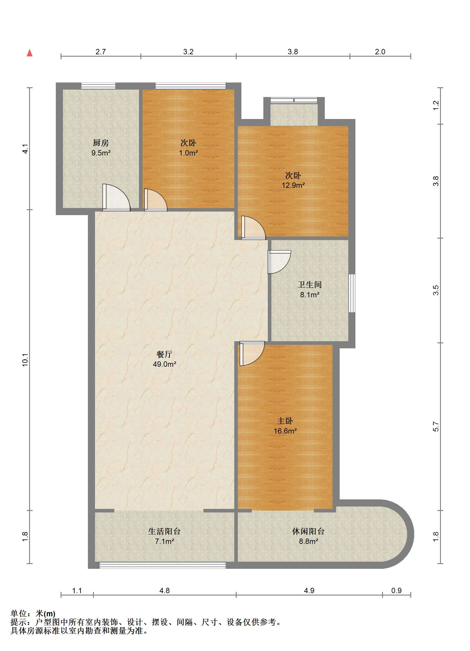 御景园 3室2厅1卫 122.00m&sup2;