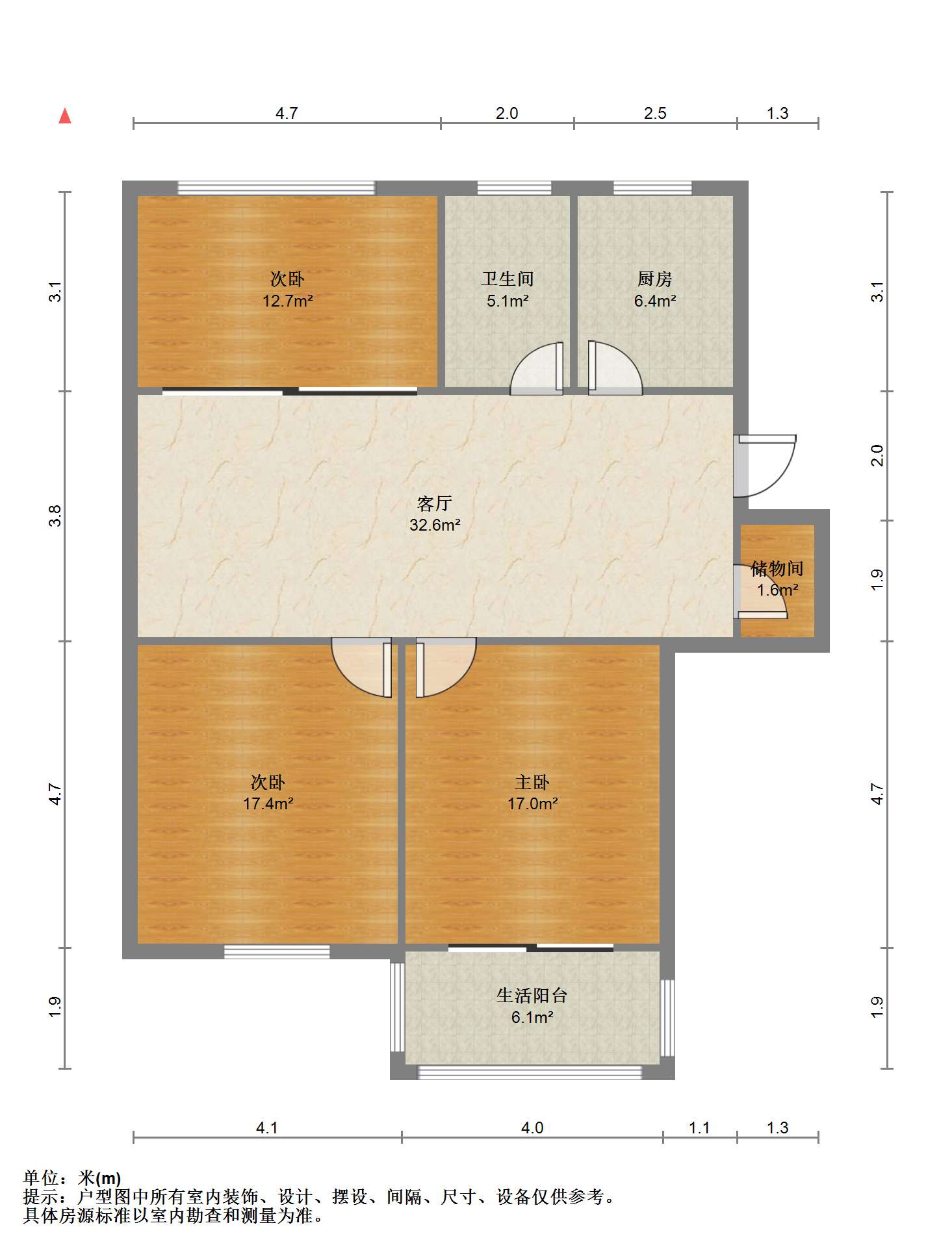 北濠桥东村 3室1厅1卫 91.00m&sup2;