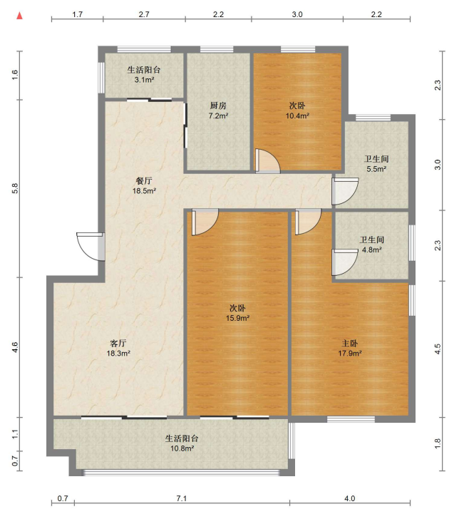 锦城苑 3室2厅1卫 145m&sup2;