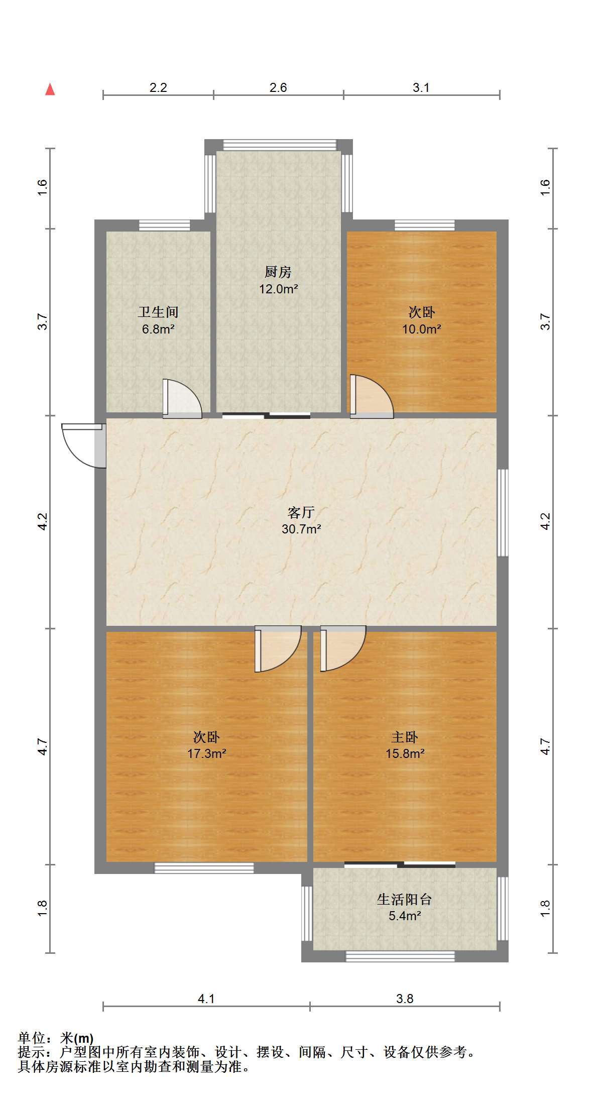 景明花苑 3室1厅1卫 116m&sup2;