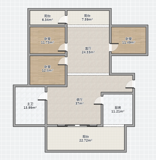 华侨花苑 3室2厅1卫 132m&sup2;