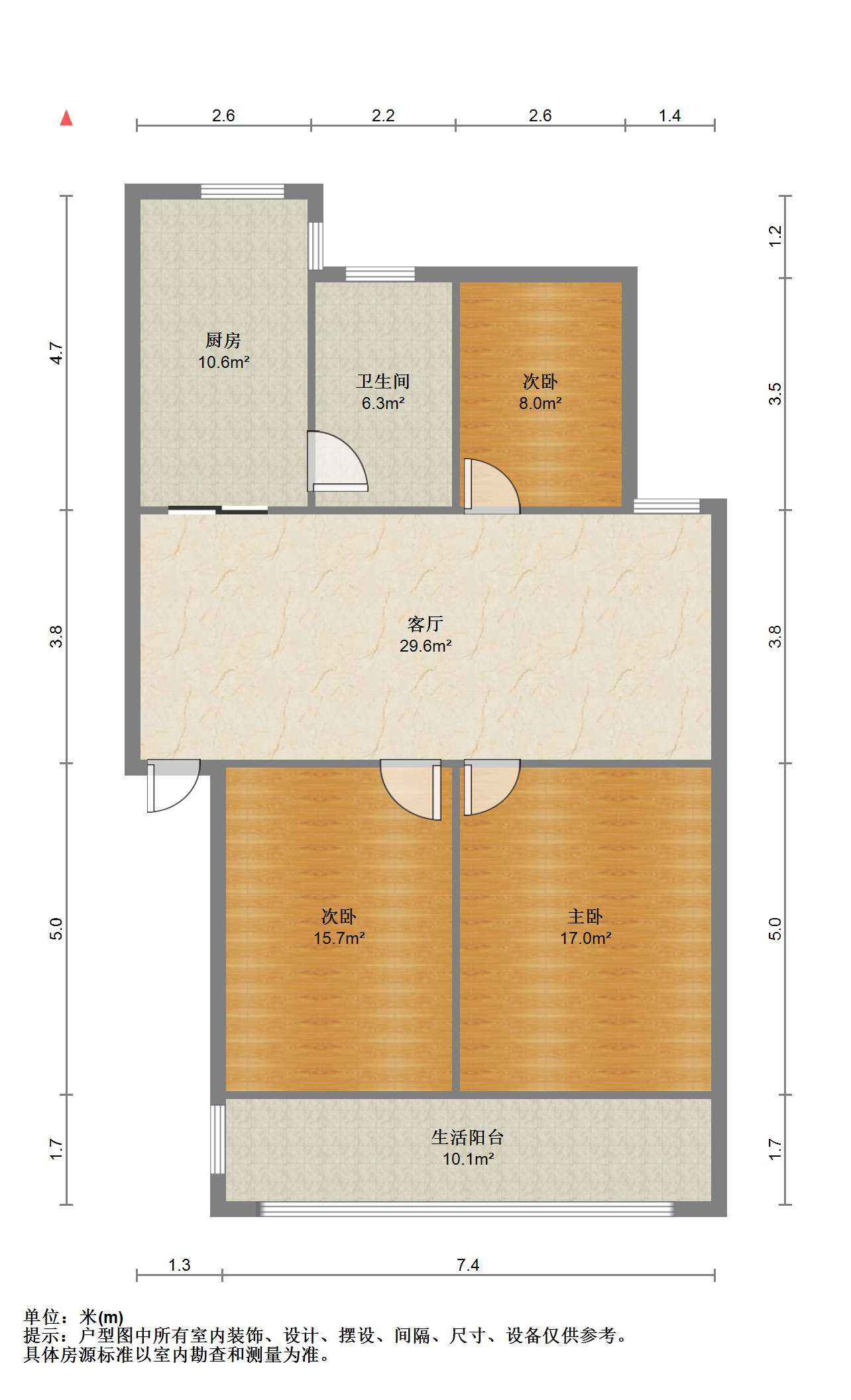 新佳园 3室2厅1卫 117m&sup2;