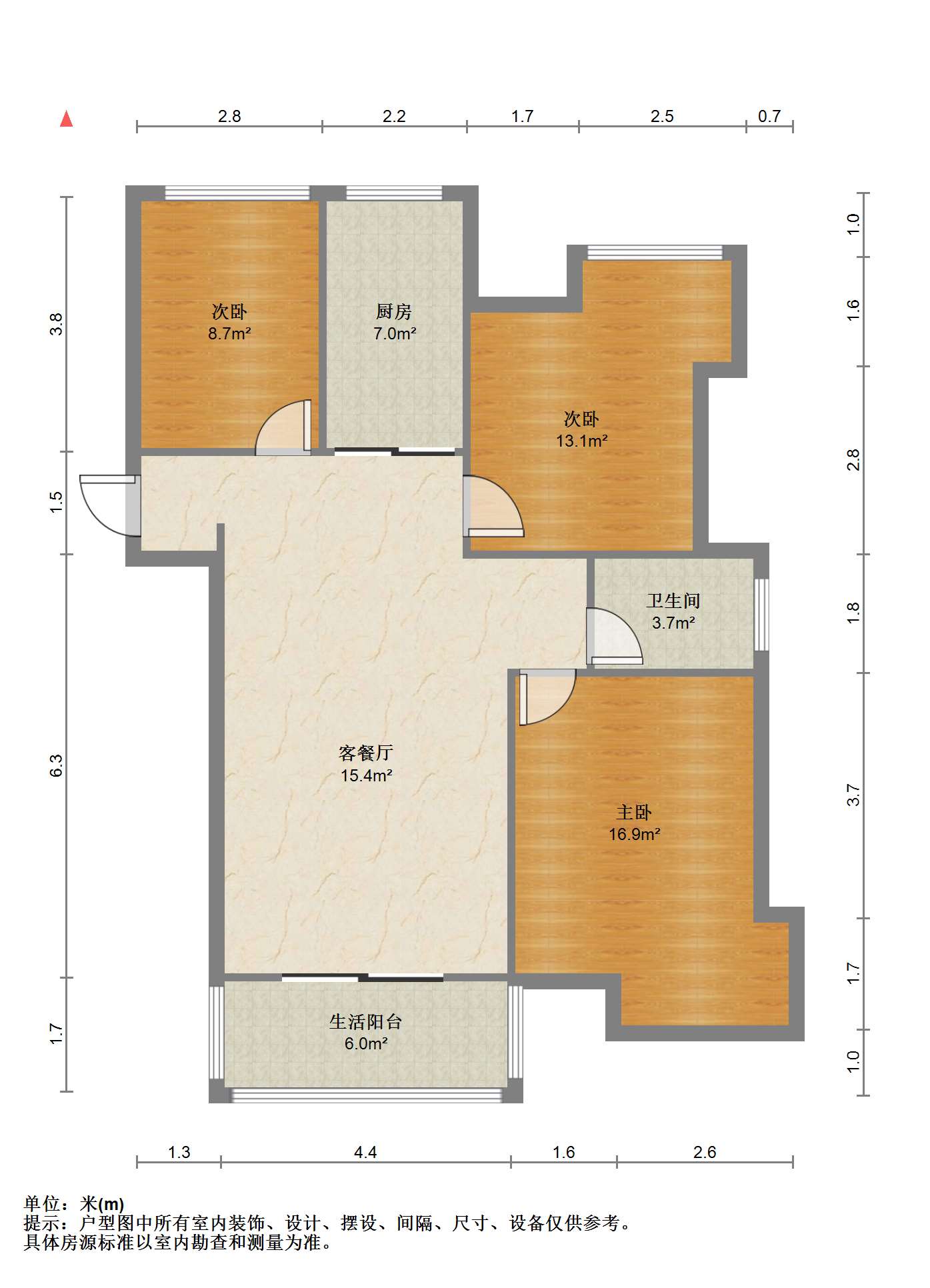 盛鑫&middot;城东雅苑 3室2厅1卫 109.48m&sup2;