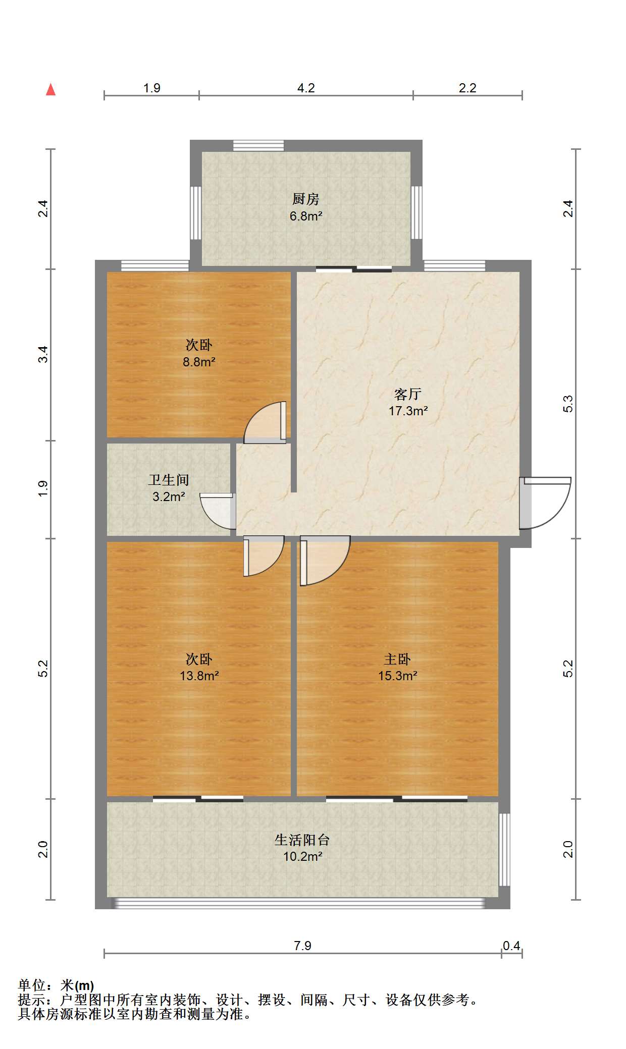 富贵园 3室1厅1卫 108m&sup2;