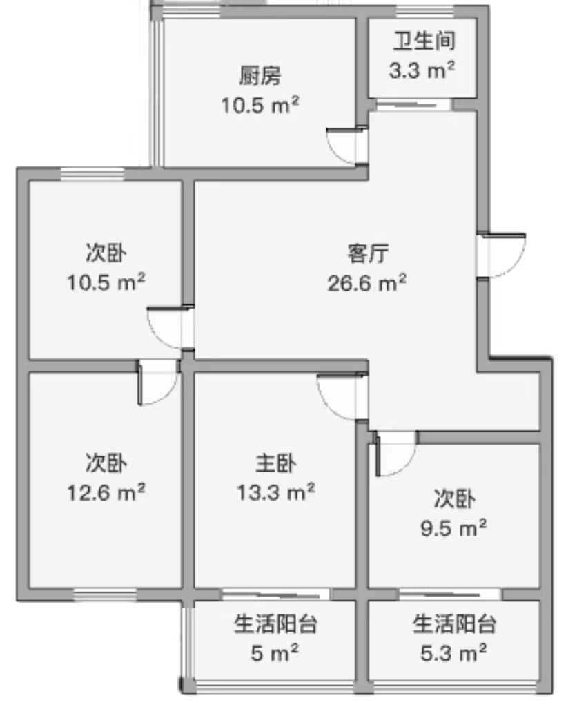文峰路17号 3室2厅1卫 98m&sup2;