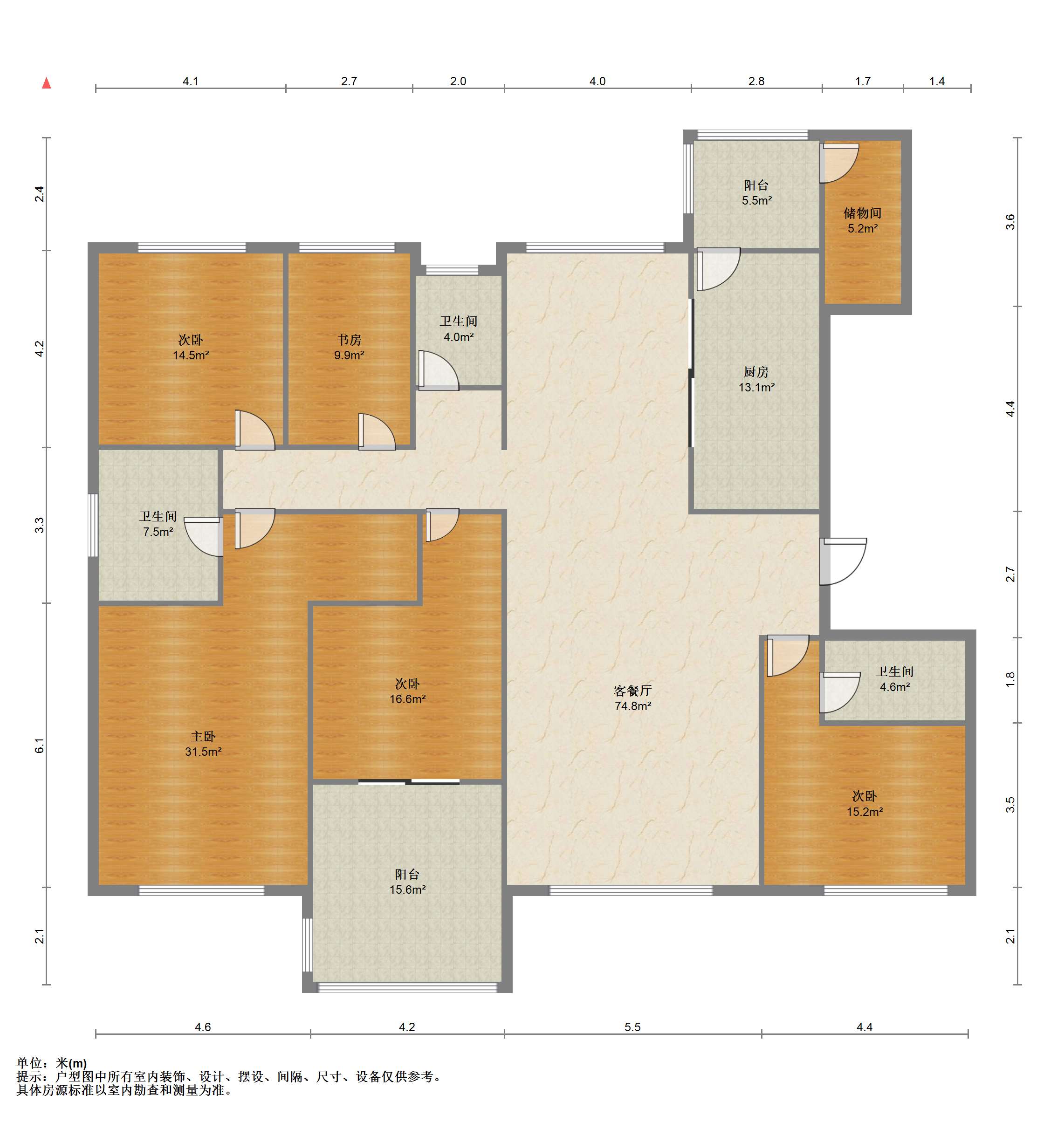 碧桂园(南通经济技术开发区) 5室2厅3卫 257.00m&sup2;