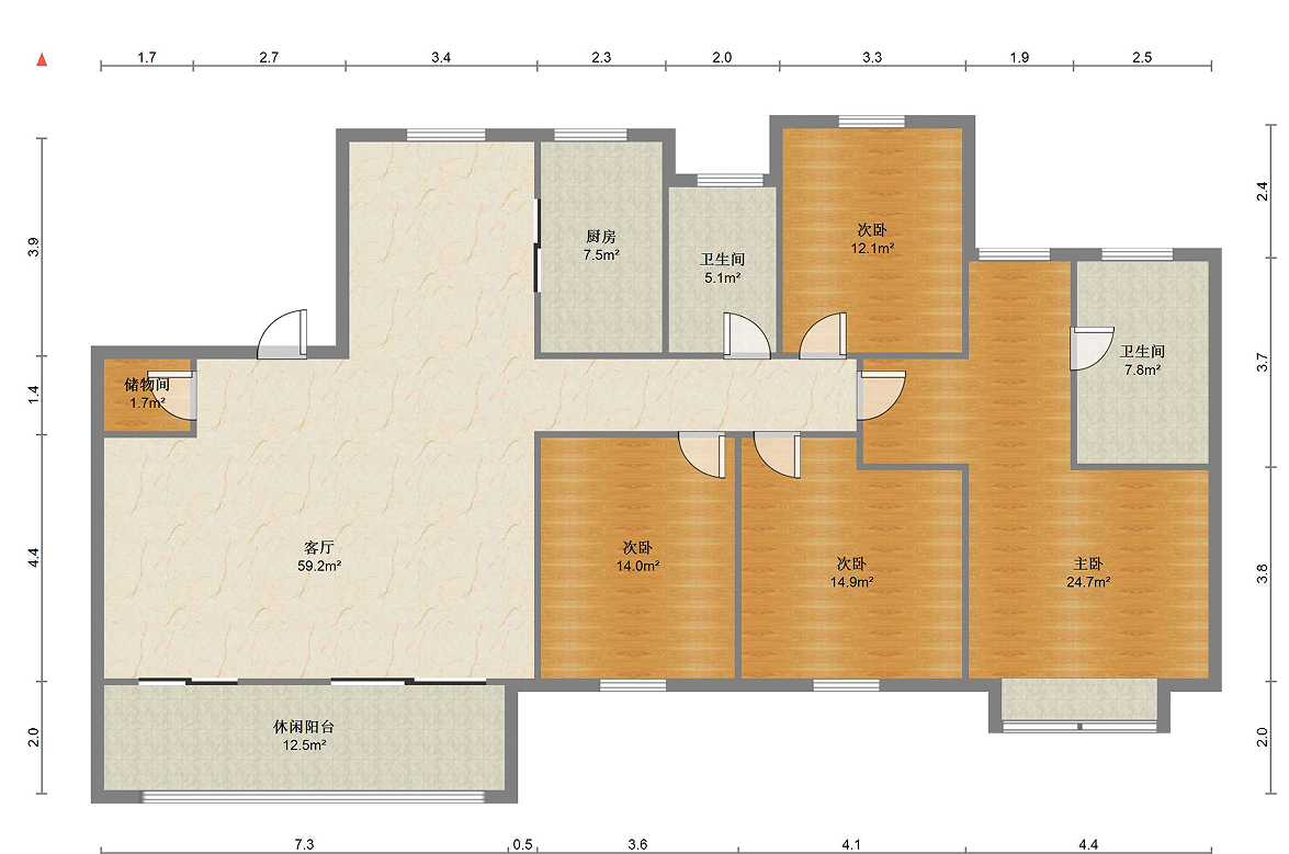 中梁望府 4室2厅2卫 163m&sup2;