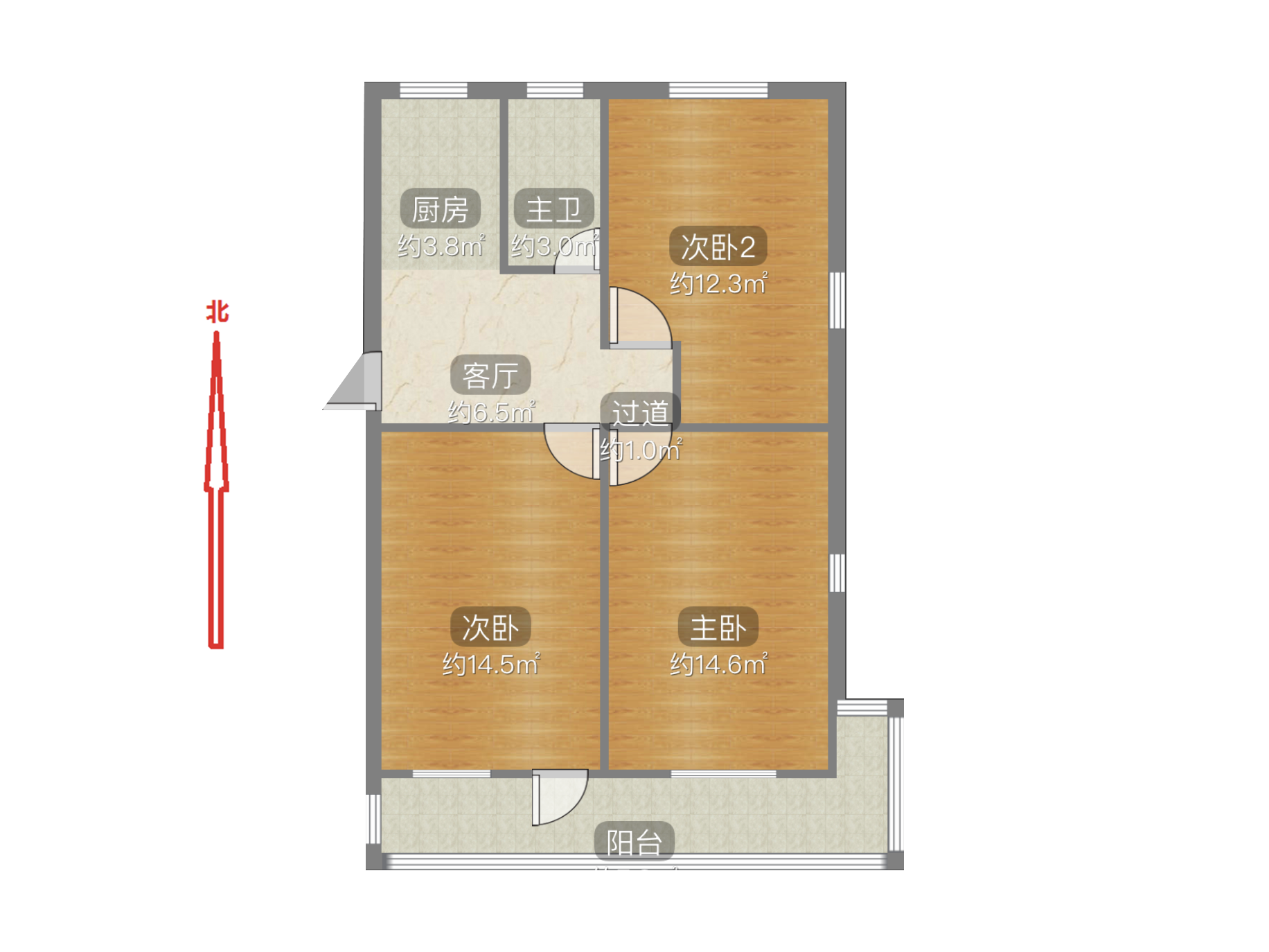 濠东路39号 3室2厅1卫 83.00m&sup2;