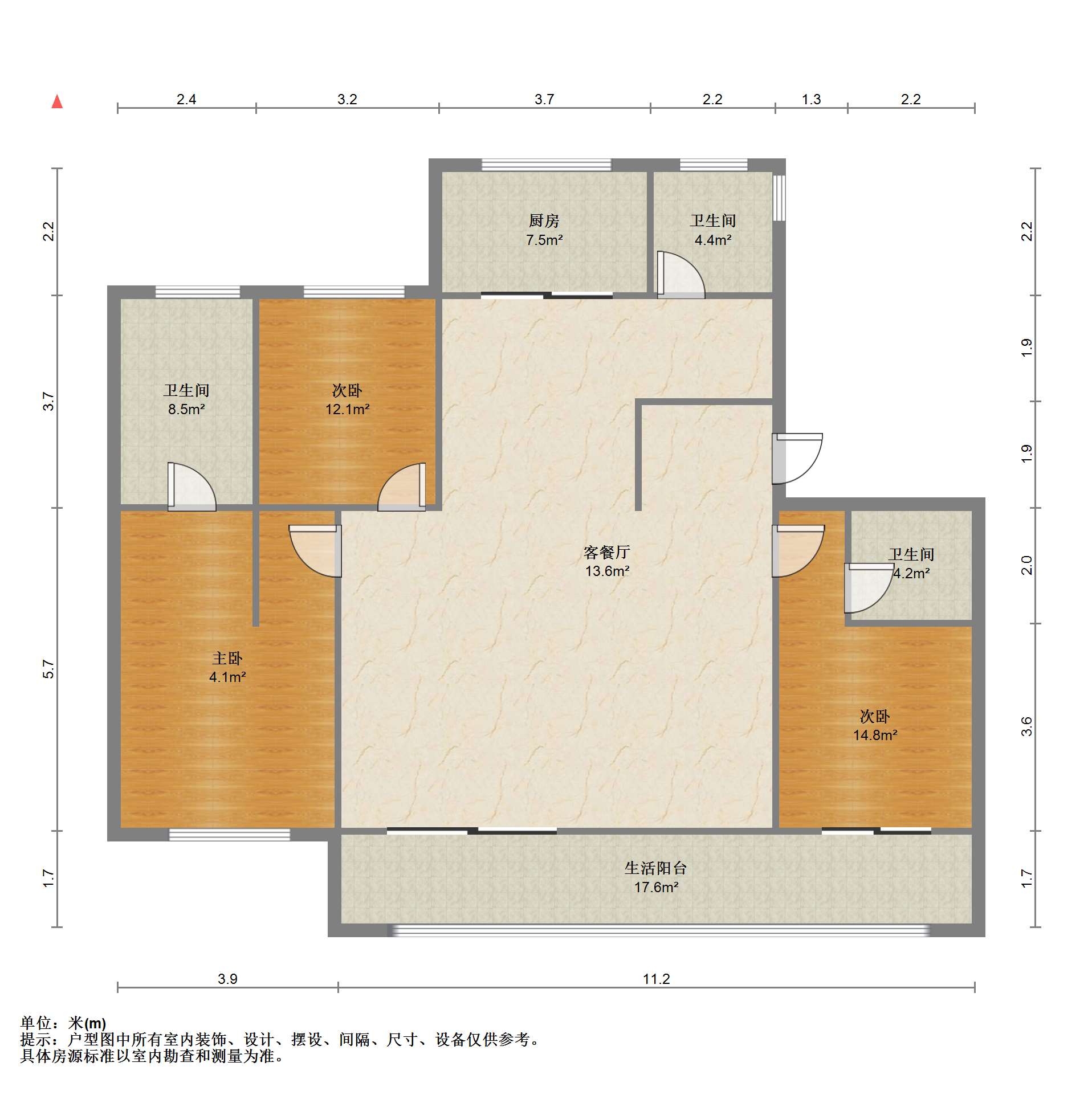滨江玺 3室2厅3卫 190m&sup2;