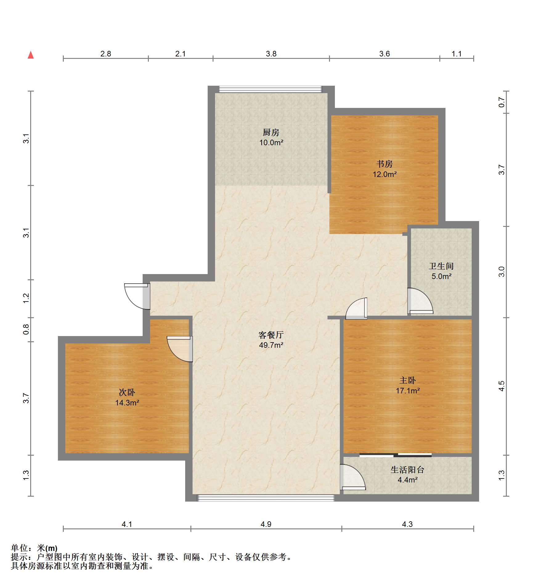 苏建名都城 3室2厅1卫 123.01m&sup2;