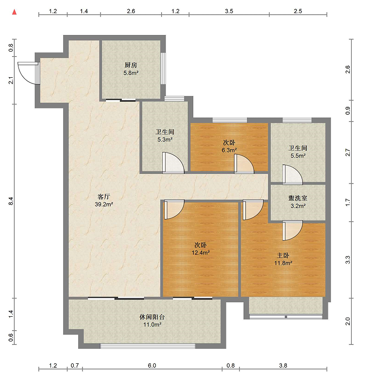 观澜台 3室2厅2卫 120m&sup2;