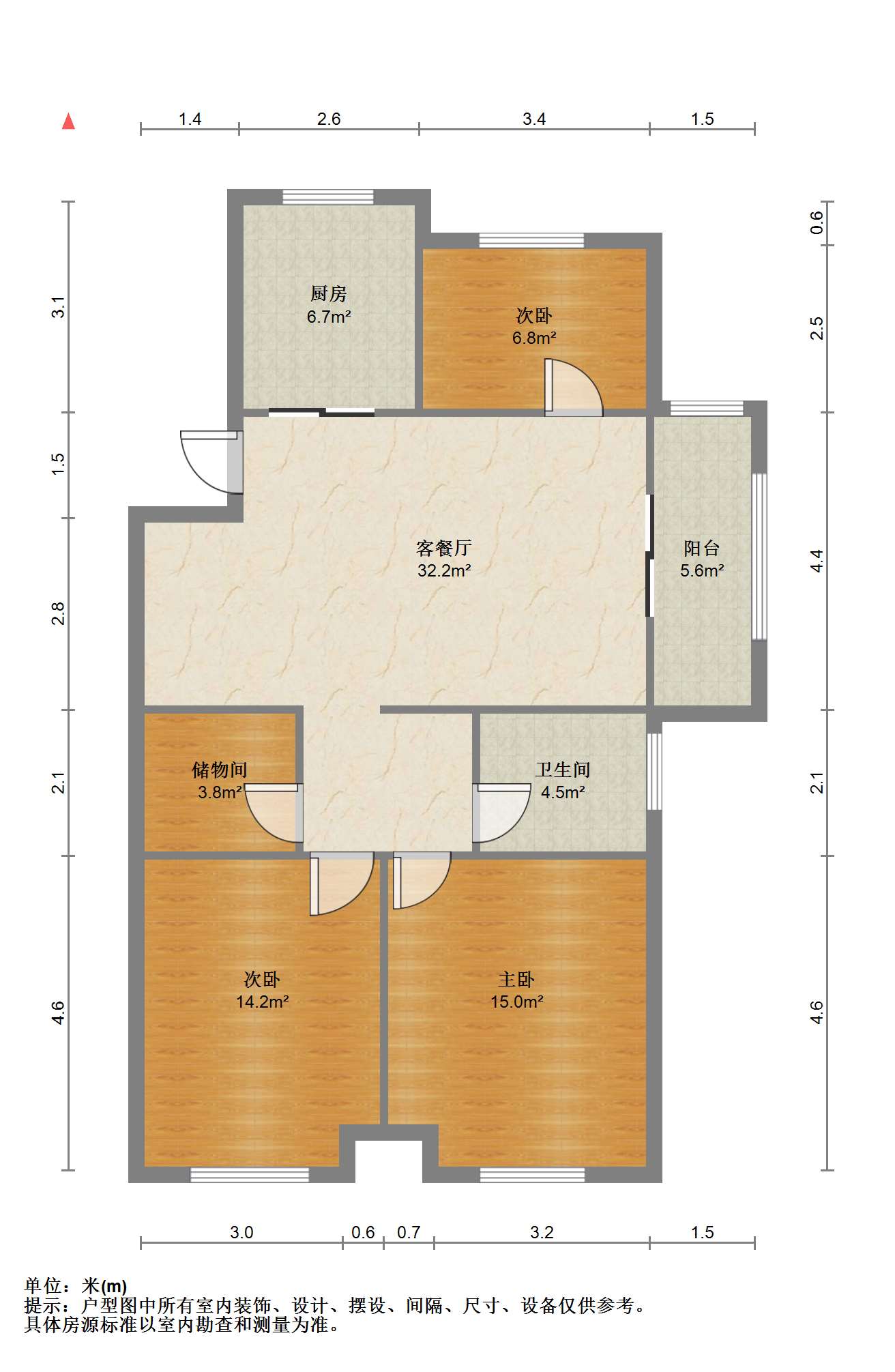 世茂公元 3室2厅2卫 108m&sup2;