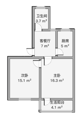 南园路18号大院 2室1厅1卫 60.00m&sup2;