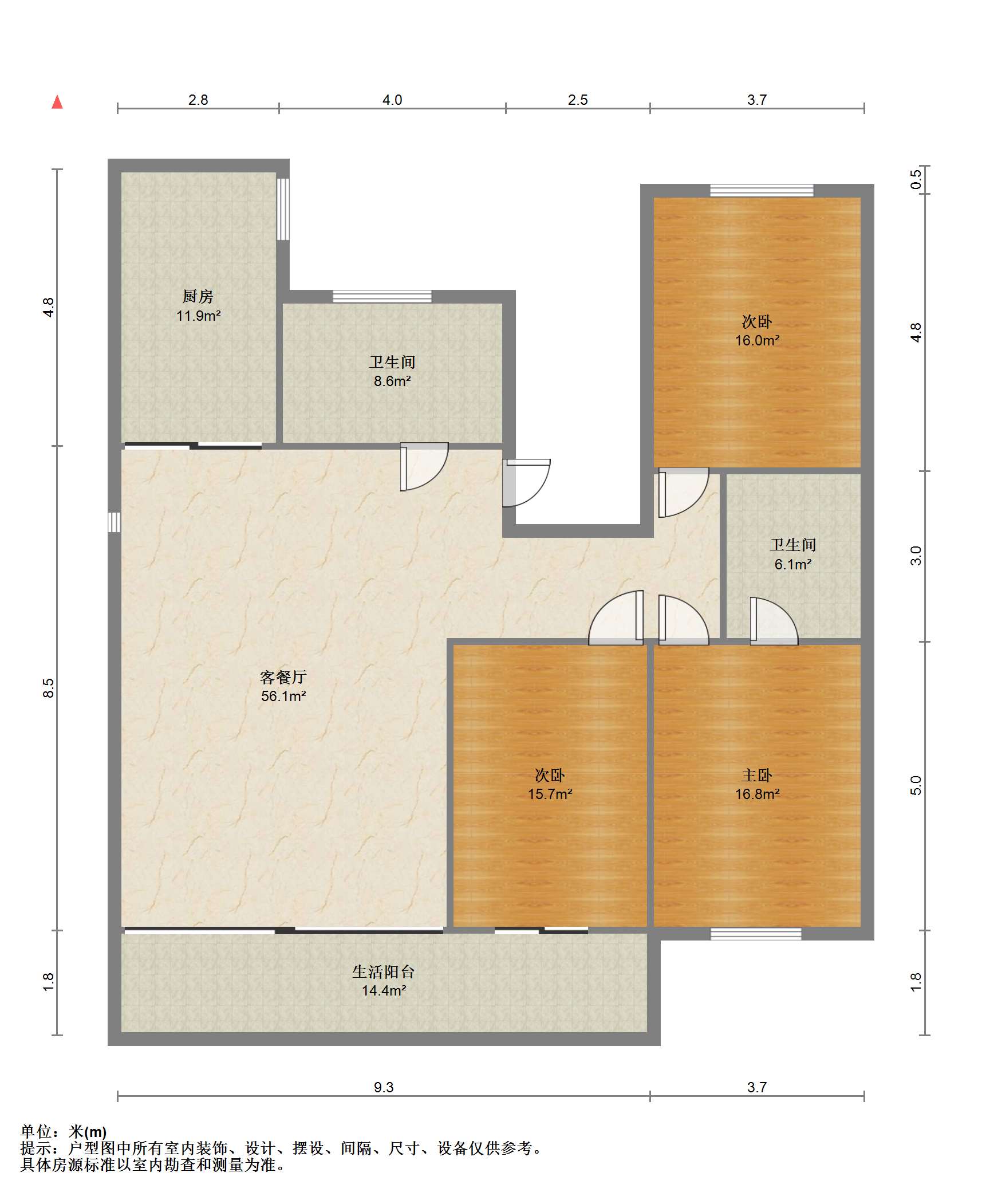 翡翠花园 3室2厅2卫 158m&sup2;