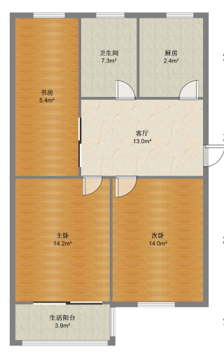 北濠桥新村 2室1厅1卫 72m&sup2;