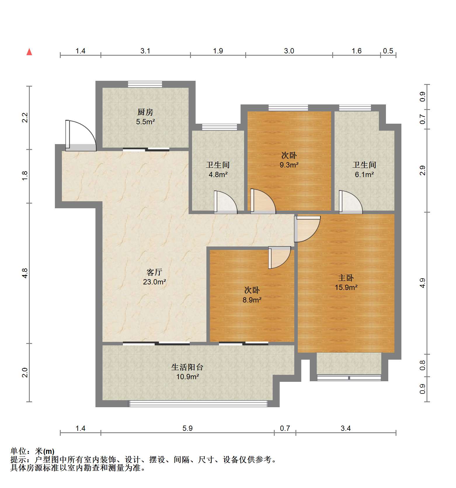 新城香溢紫郡 3室2厅2卫 114.70m&sup2;