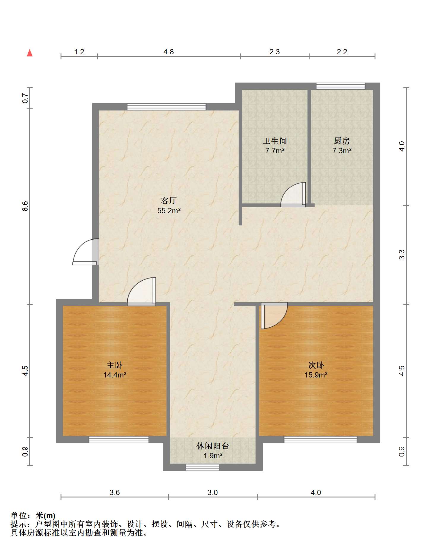 弘运园 2室1厅1卫 126.00m&sup2;