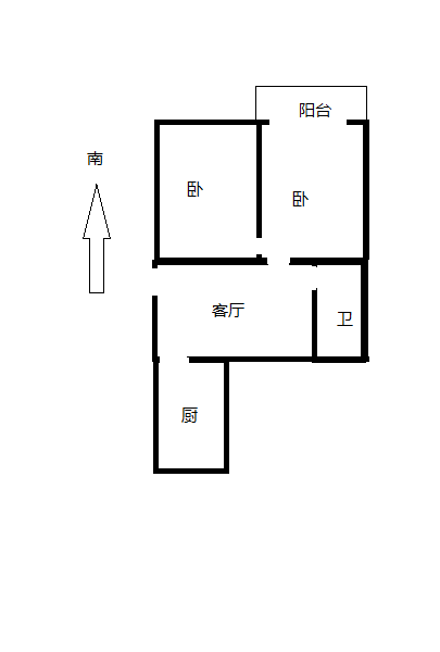 虹桥南村 2室1厅1卫 60.8m&sup2;
