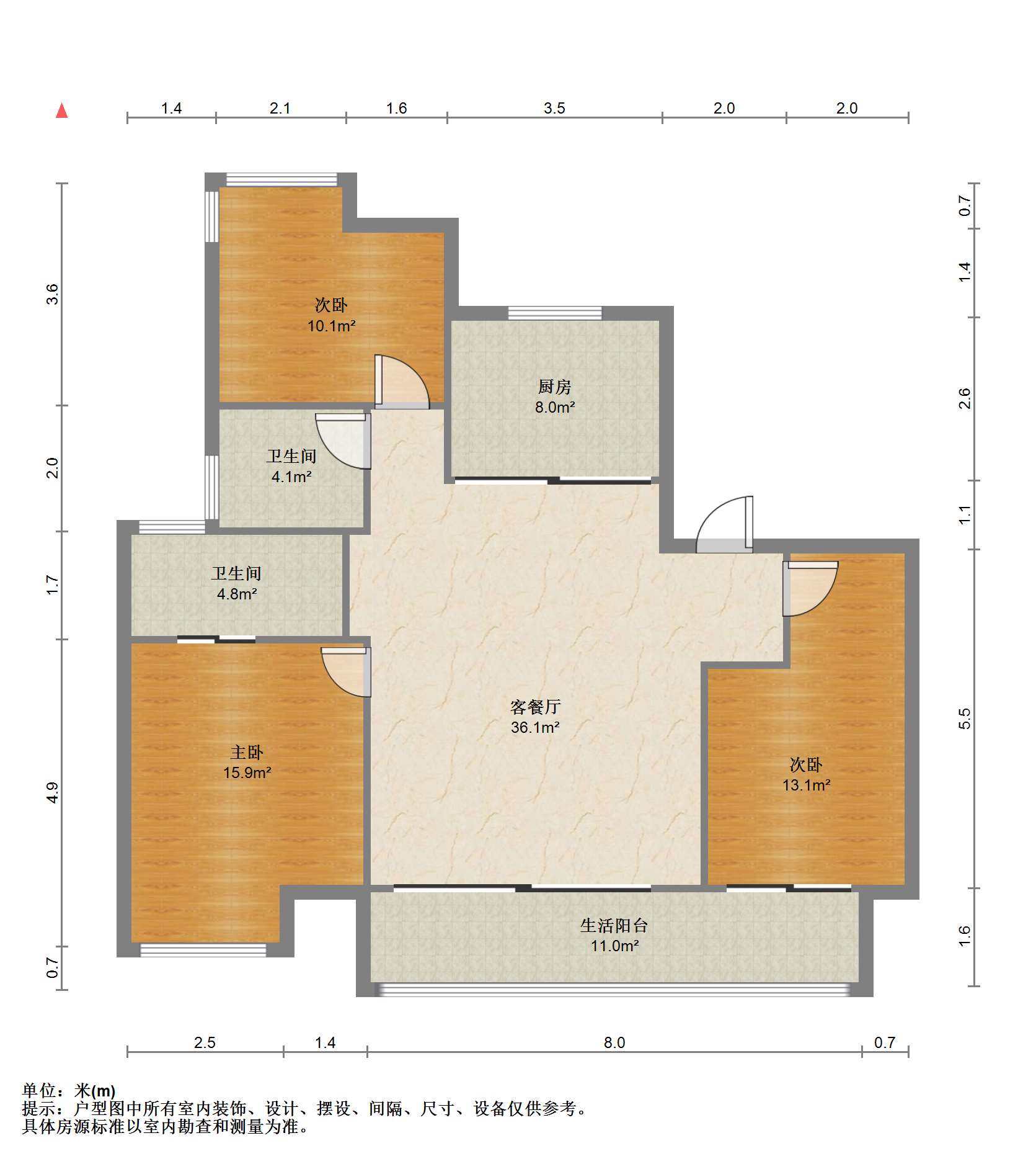 万科方圆 3室2厅2卫 130.30m&sup2;