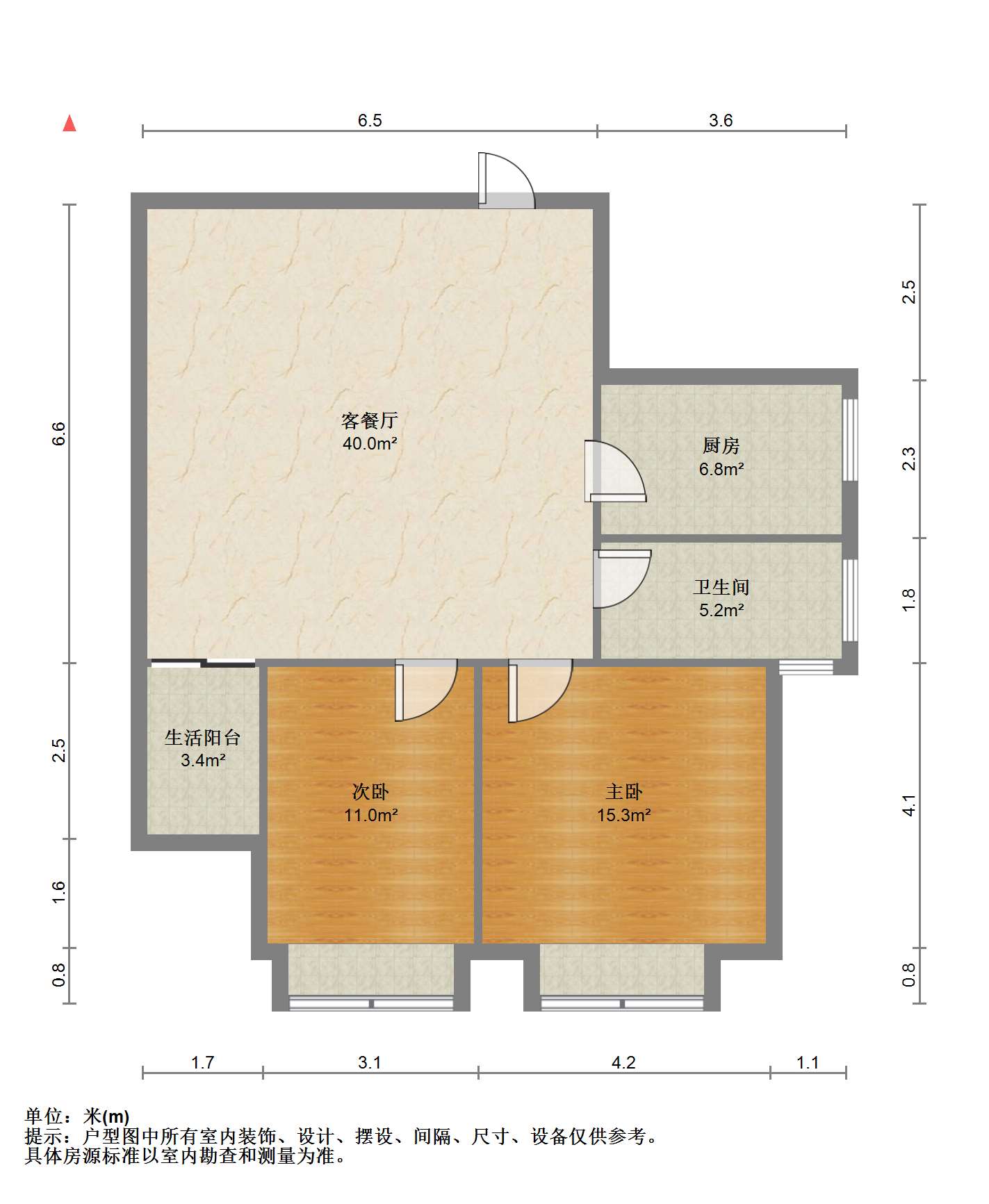 天晖苑 2室2厅1卫 78m&sup2;