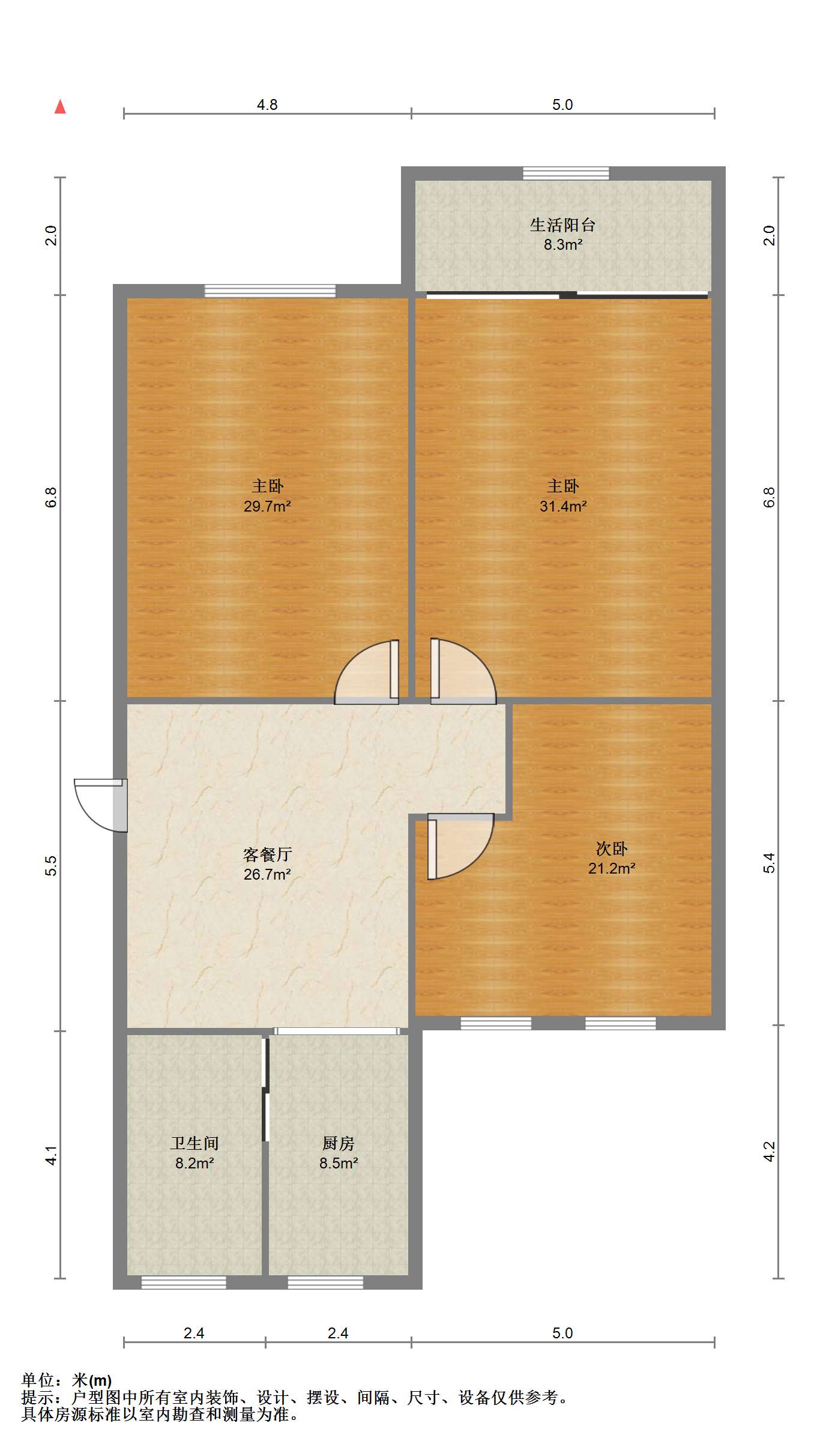 南川园新村 3室1厅1卫 77.22m&sup2;