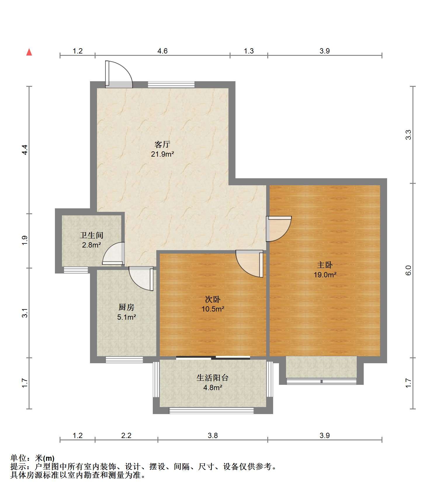 汇富花苑 2室1厅1卫 87.81m&sup2;