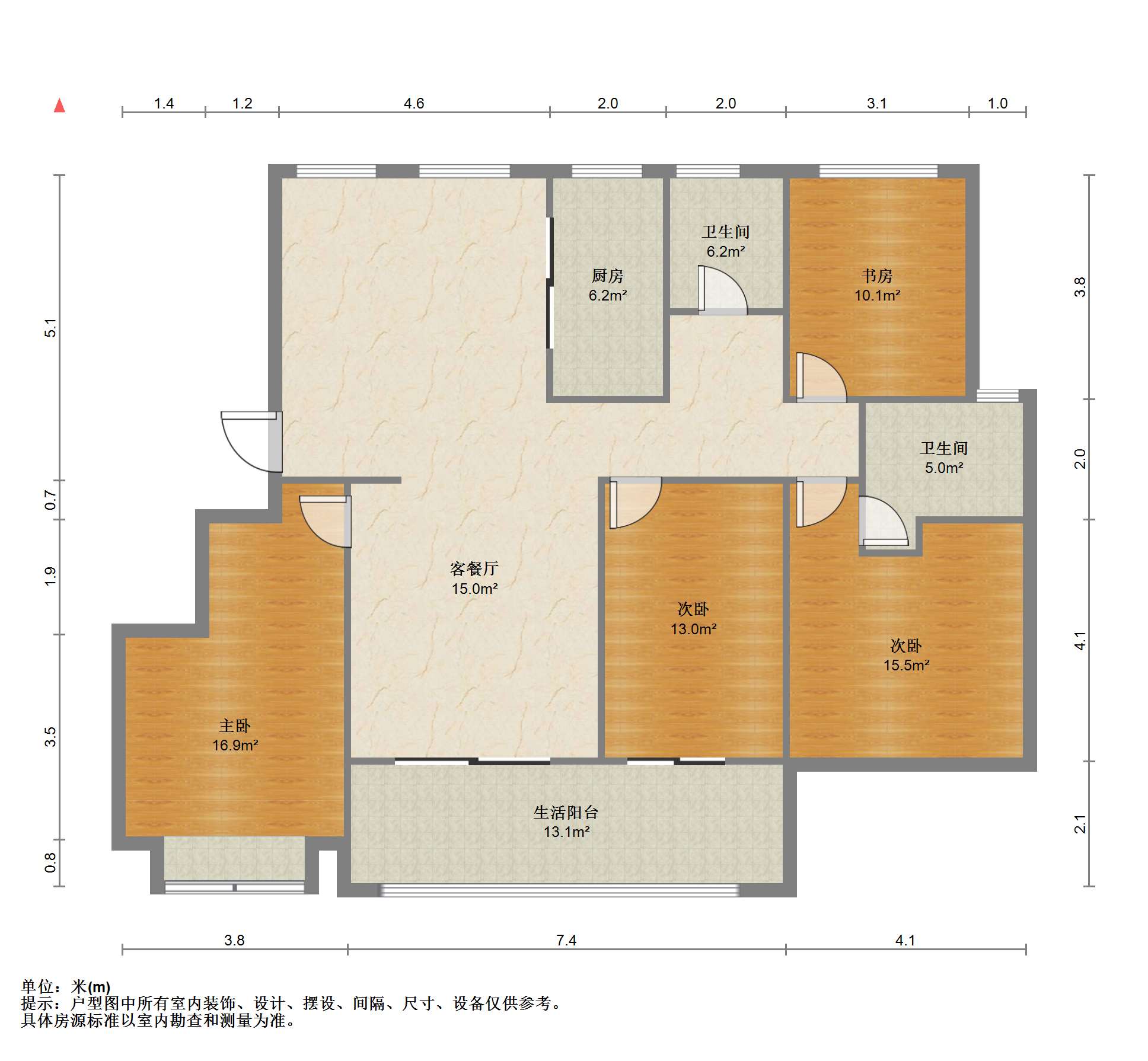 盛和九里香堤二期 4室2厅2卫 144.96m&sup2;