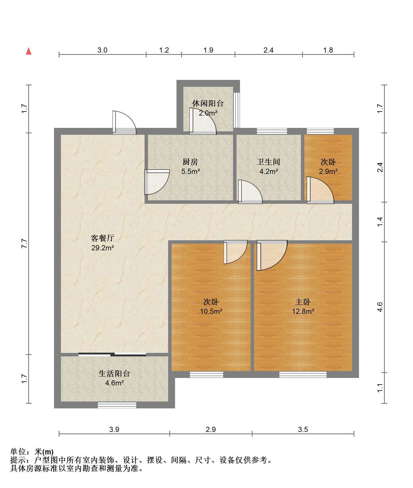 湖滨华庭 3室2厅1卫 100.62m&sup2;