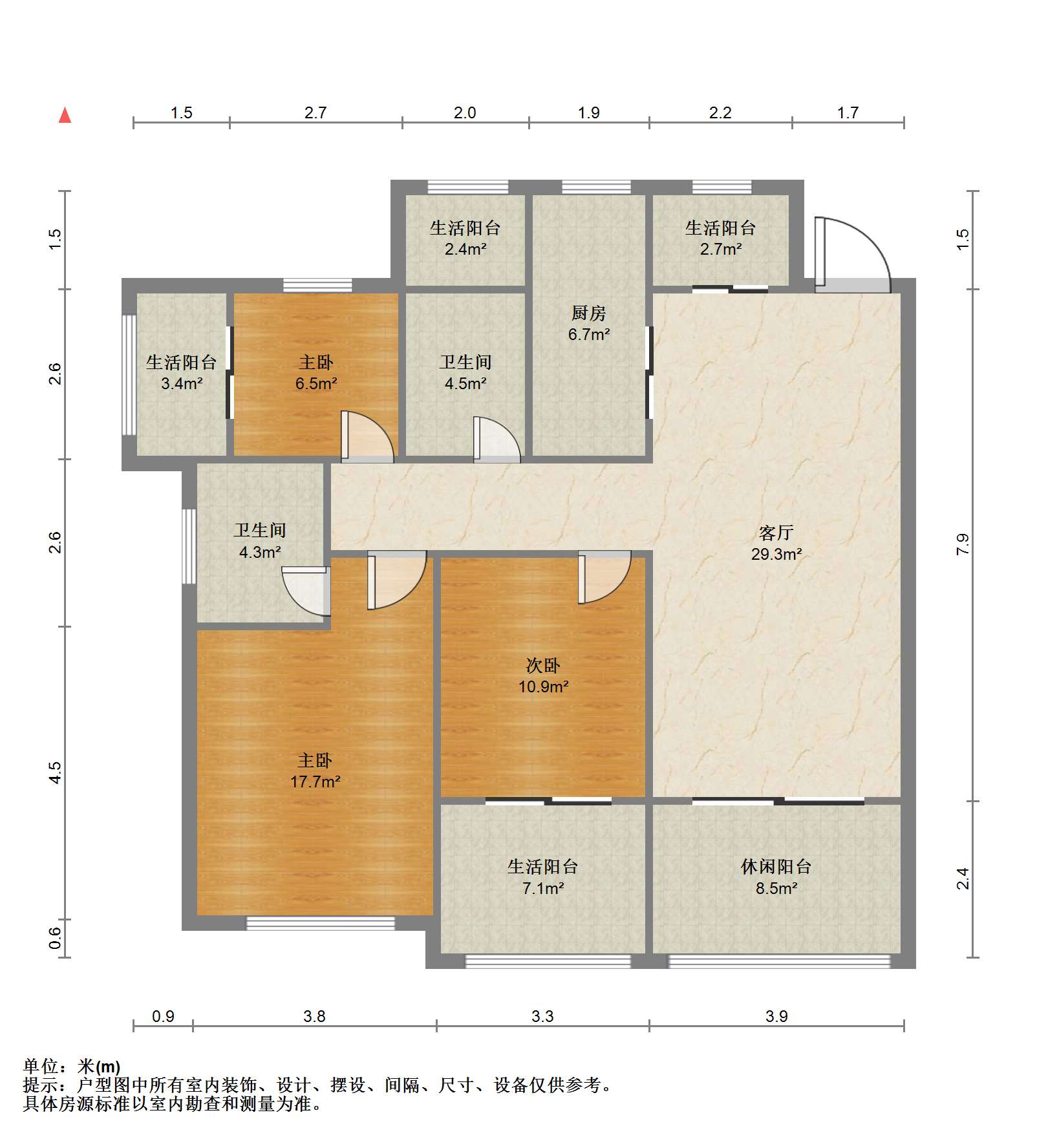 正泰江岸水苑 3室2厅2卫 126.00m&sup2;