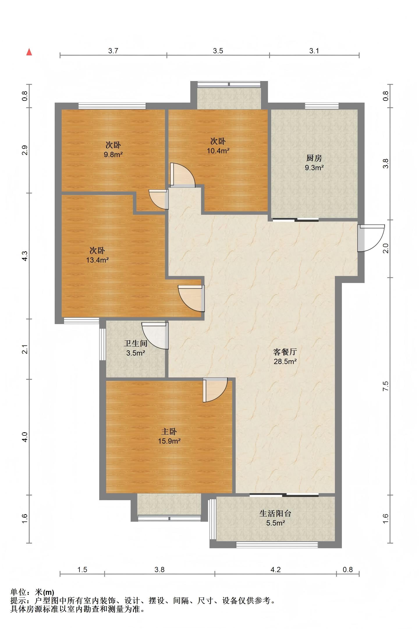 世家花园 4室2厅1卫 128m&sup2;