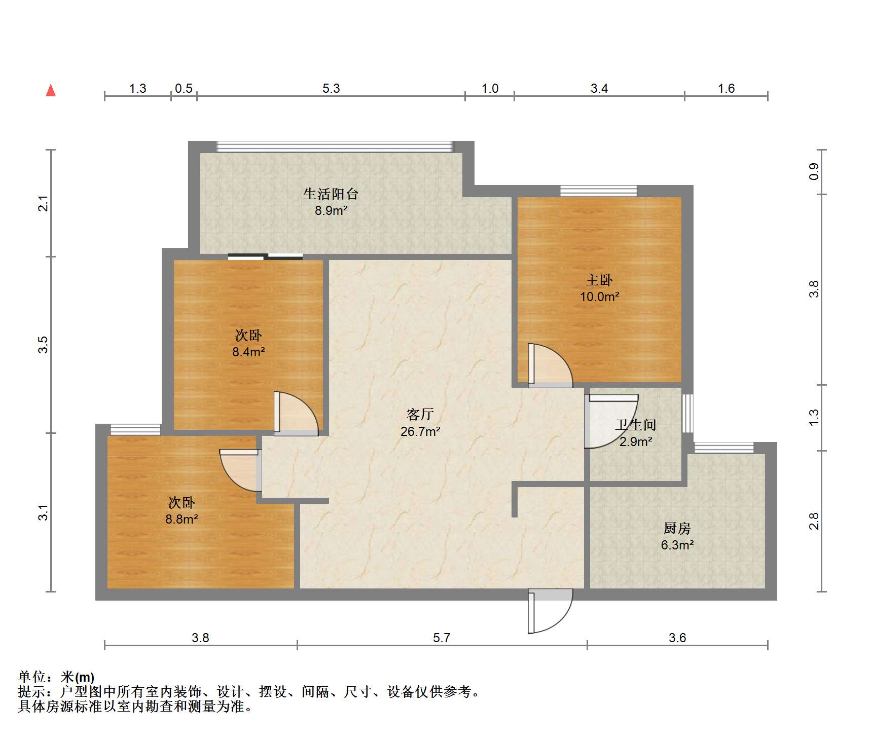 华强国际公馆 3室2厅1卫 102m&sup2;