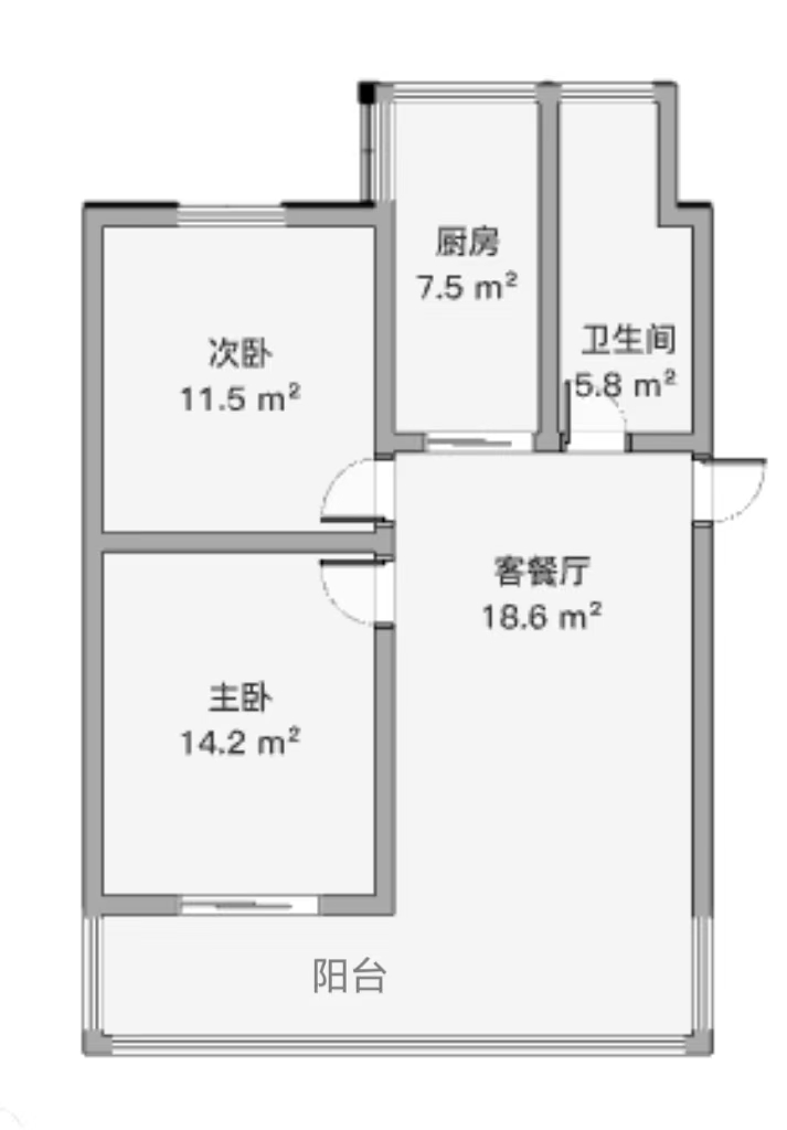 学田北苑 2室1厅1卫 76.00m&sup2;