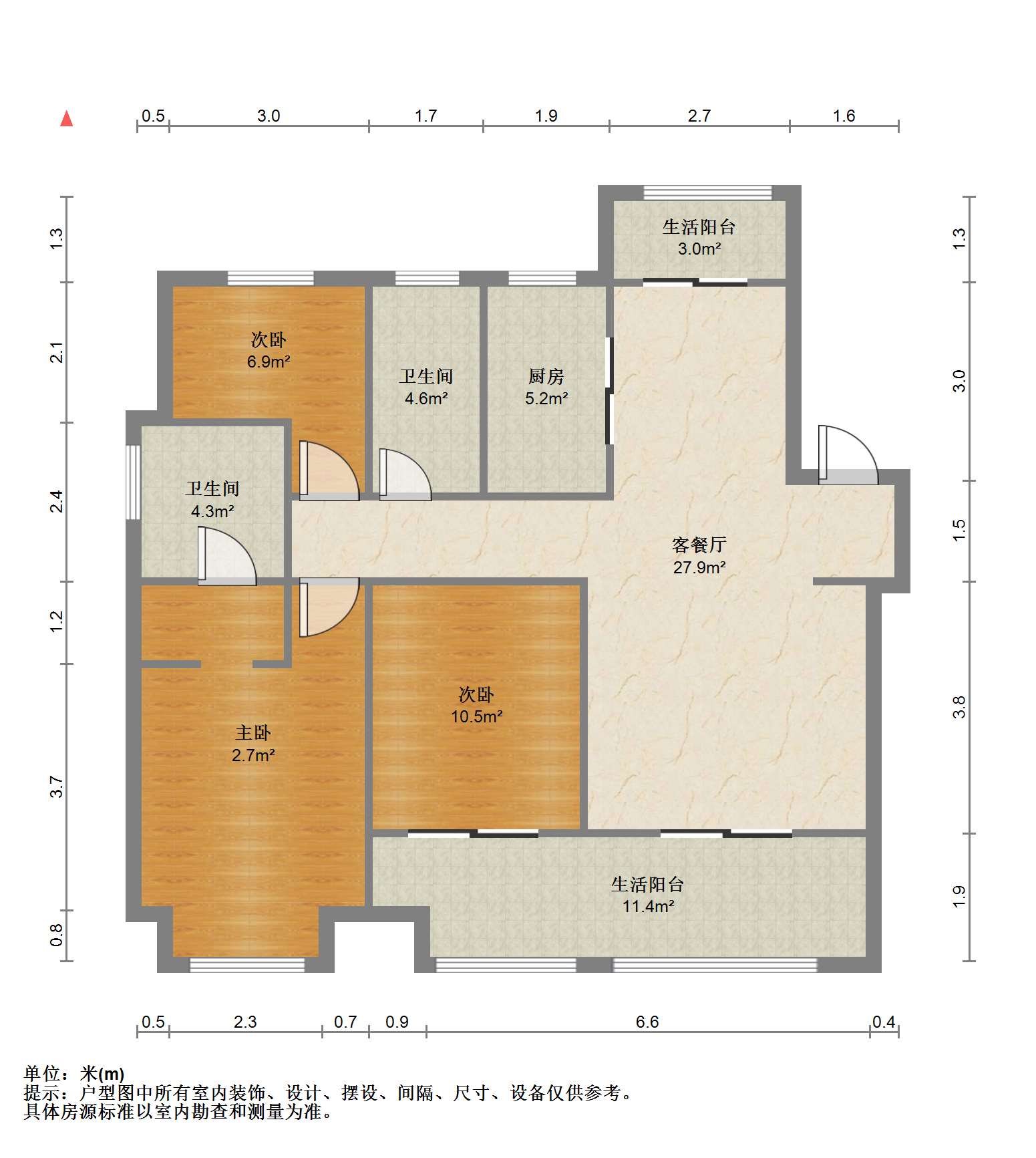 世茂新界 3室2厅2卫 123m&sup2;