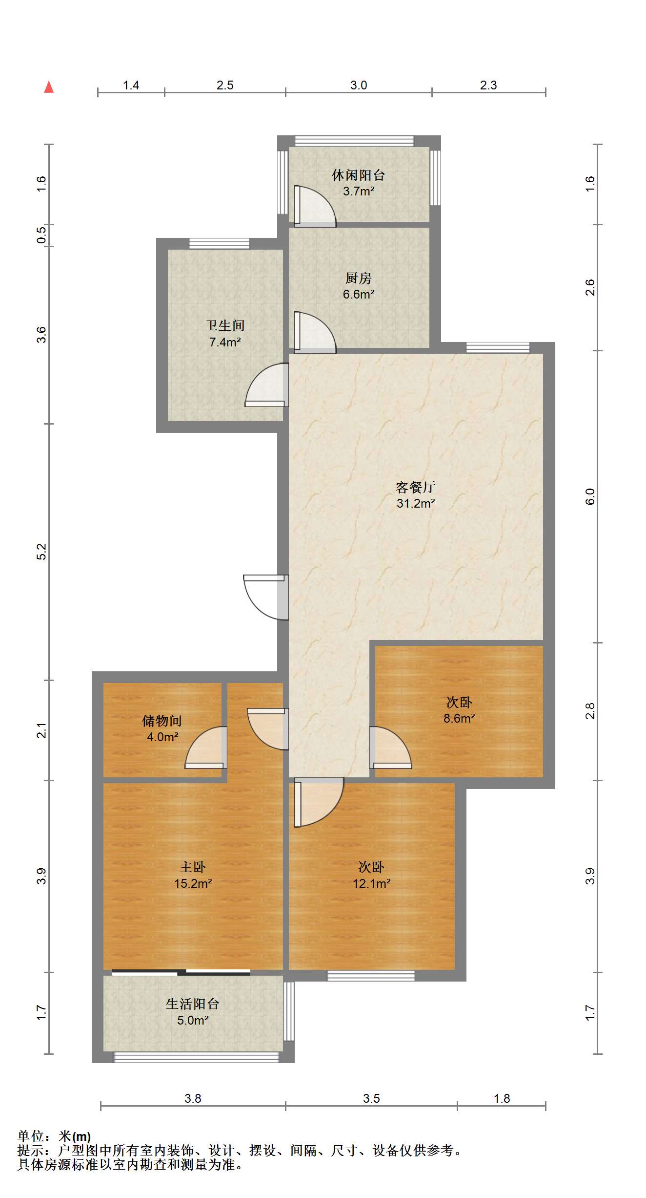 临江家园 3室1厅1卫 126m&sup2;