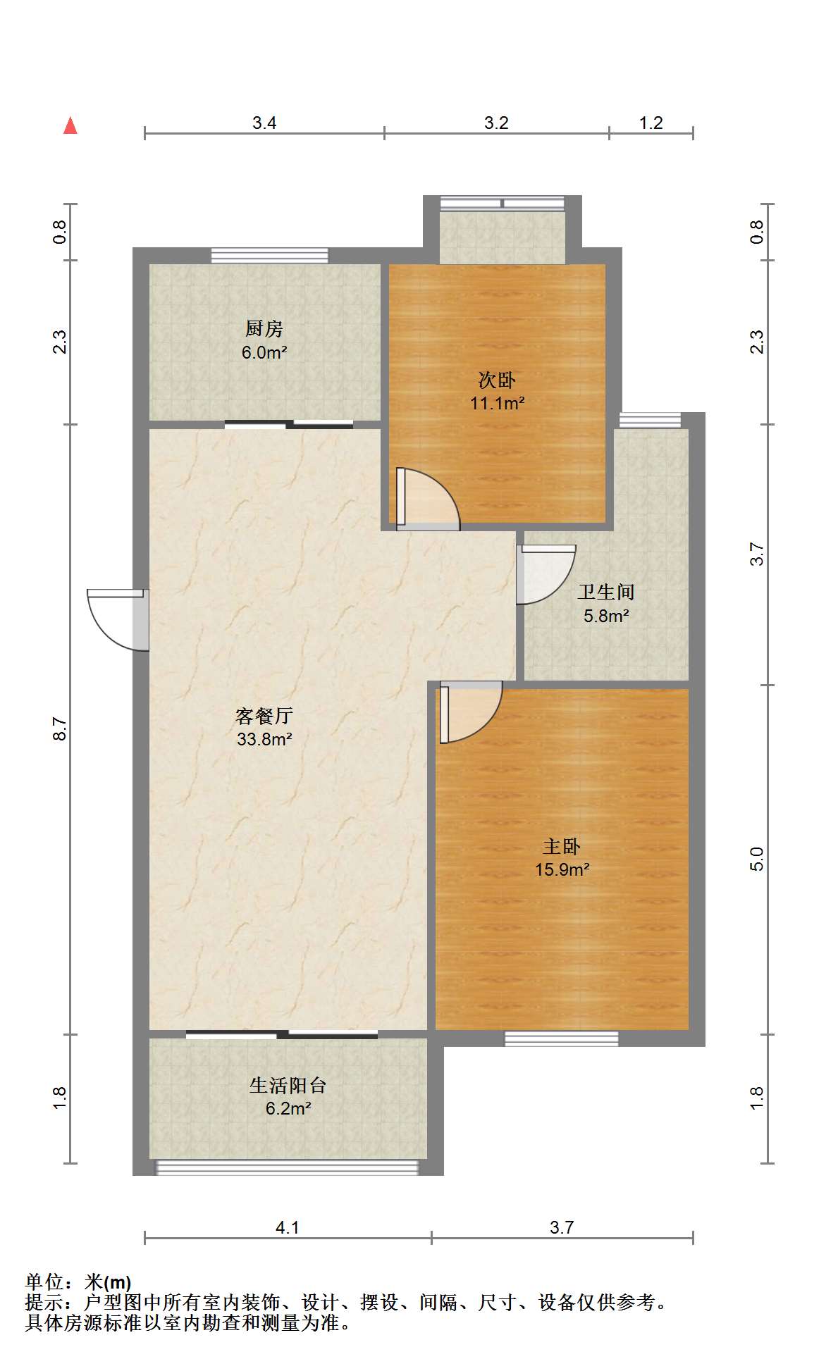 金和家园 2室1厅1卫 95.96m&sup2;