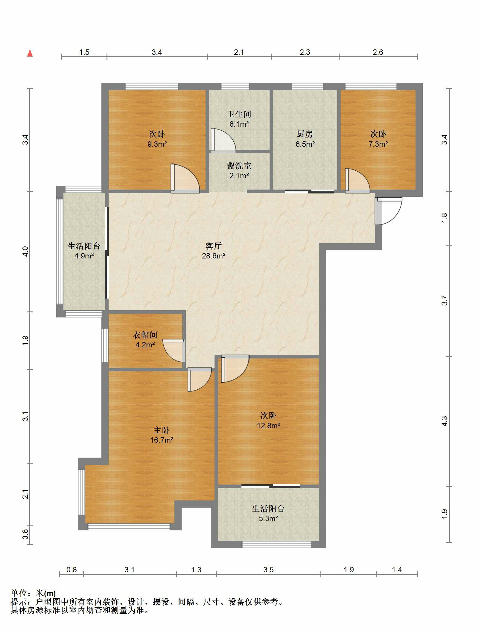 保利香槟国际 4室2厅1卫 137m&sup2;