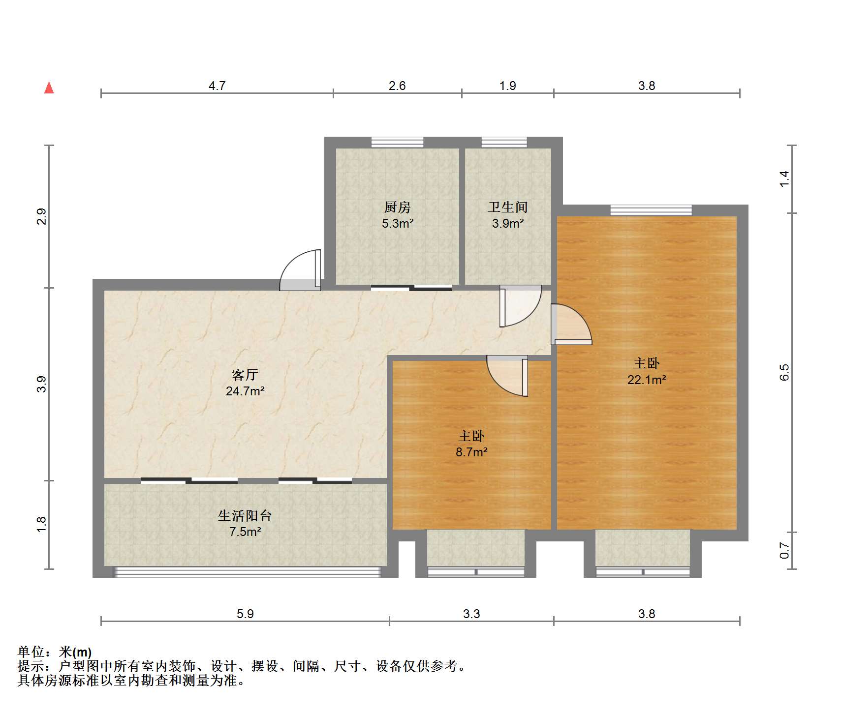 世茂九龙庭 2室2厅1卫 89m&sup2;