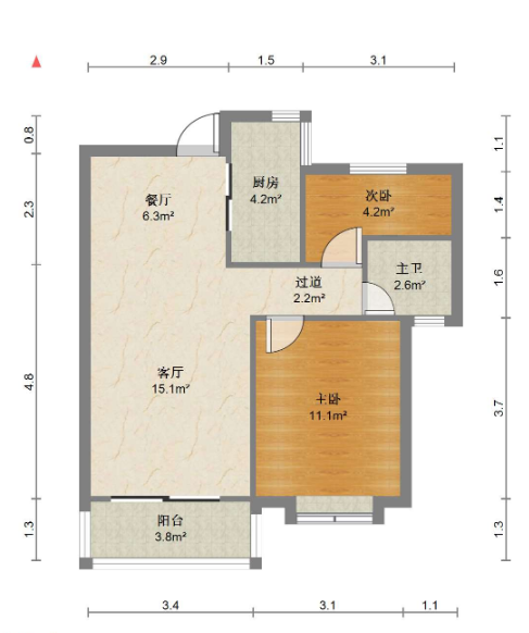 地纬金樽花园 2室2厅1卫 75m&sup2;