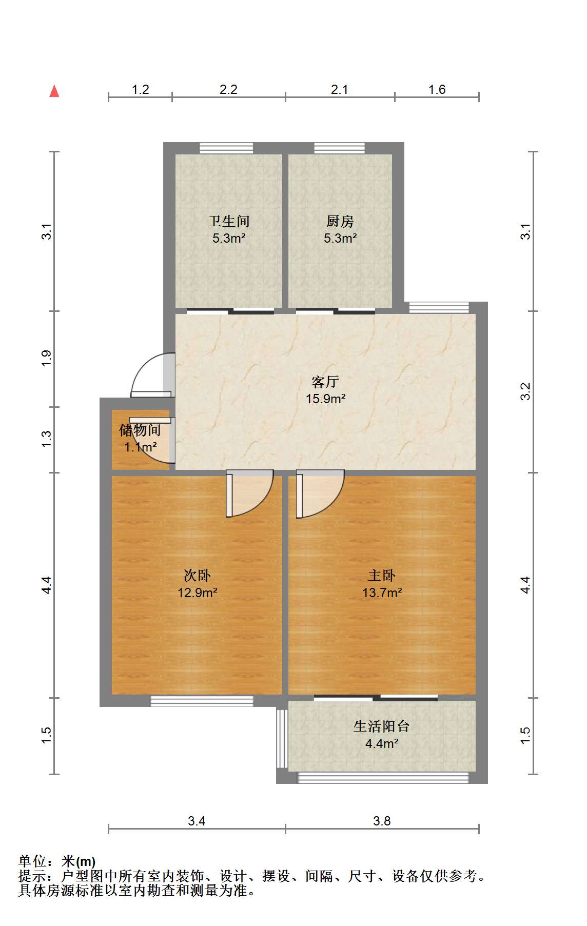 外滩小区 2室1厅1卫 73.8m&sup2;
