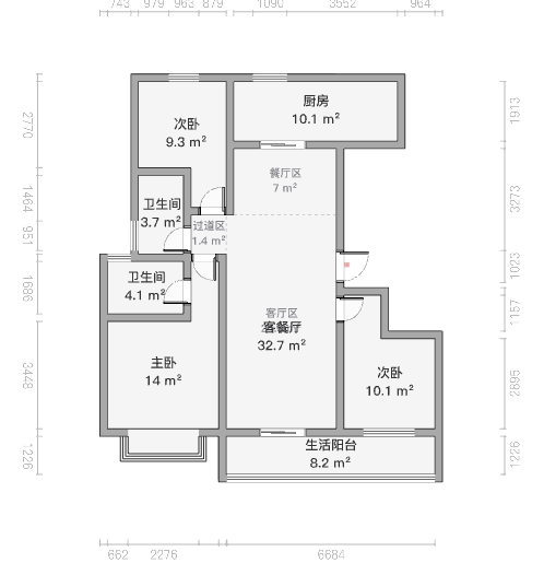 世茂九龙庭 3室2厅2卫 125m&sup2;