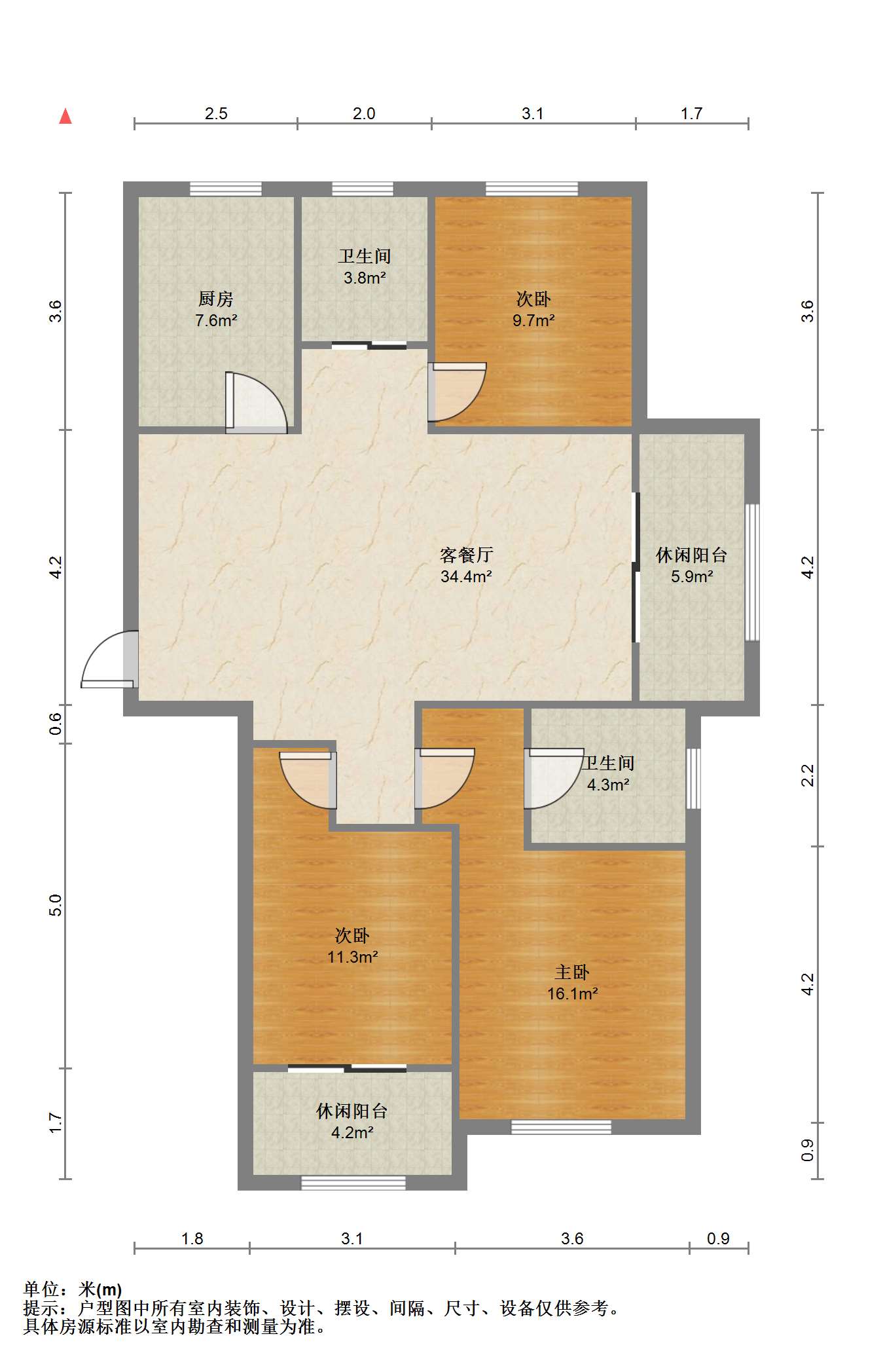 华山朝霞里(朝霞里花苑) 3室2厅2卫 125.00m&sup2;