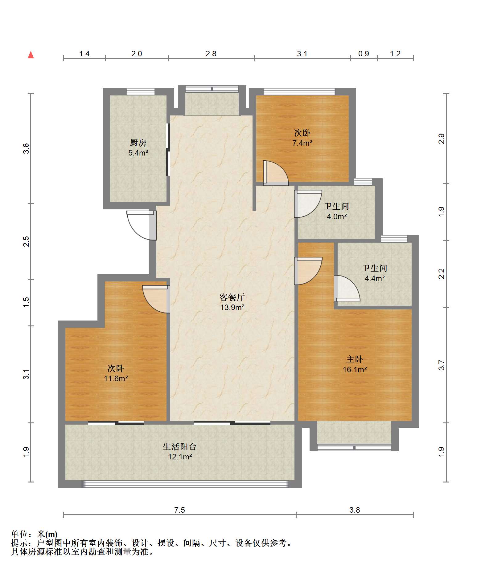 时光漫城 3室2厅2卫 113m&sup2;