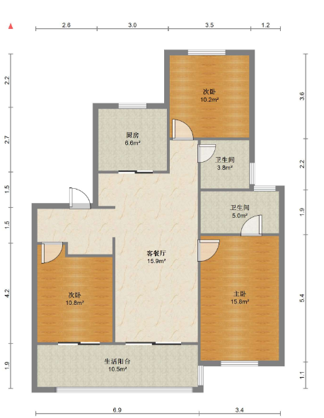 万科官山望 3室2厅2卫 115m&sup2;