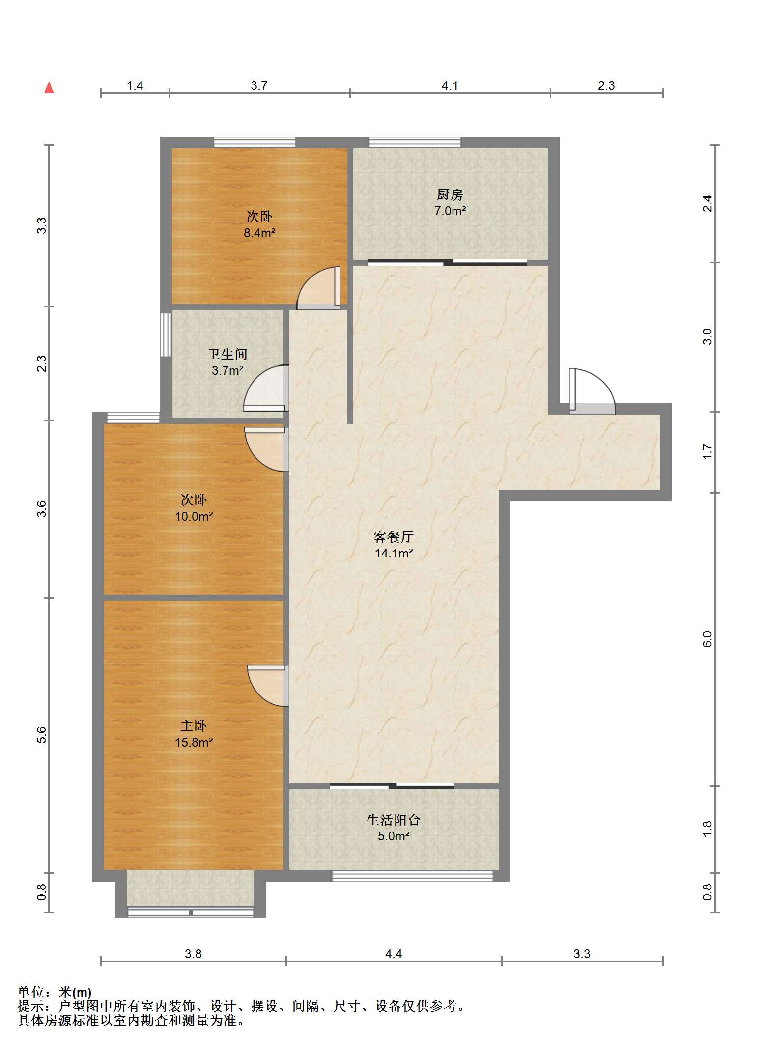 未来锦城 3室2厅1卫 108m&sup2;