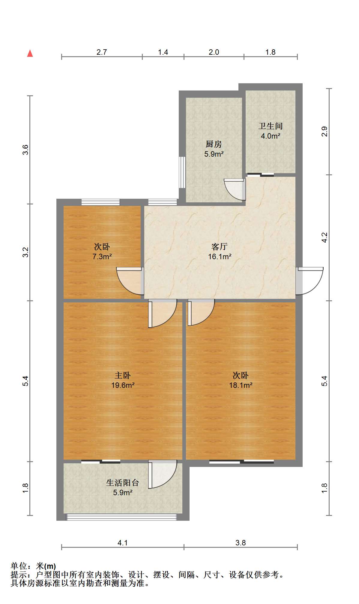 花园角 3室1厅1卫 72.68m&sup2;