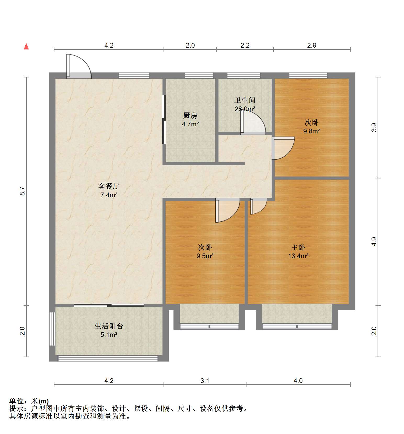 南通雅居乐花园 3室2厅1卫 99.59m&sup2;