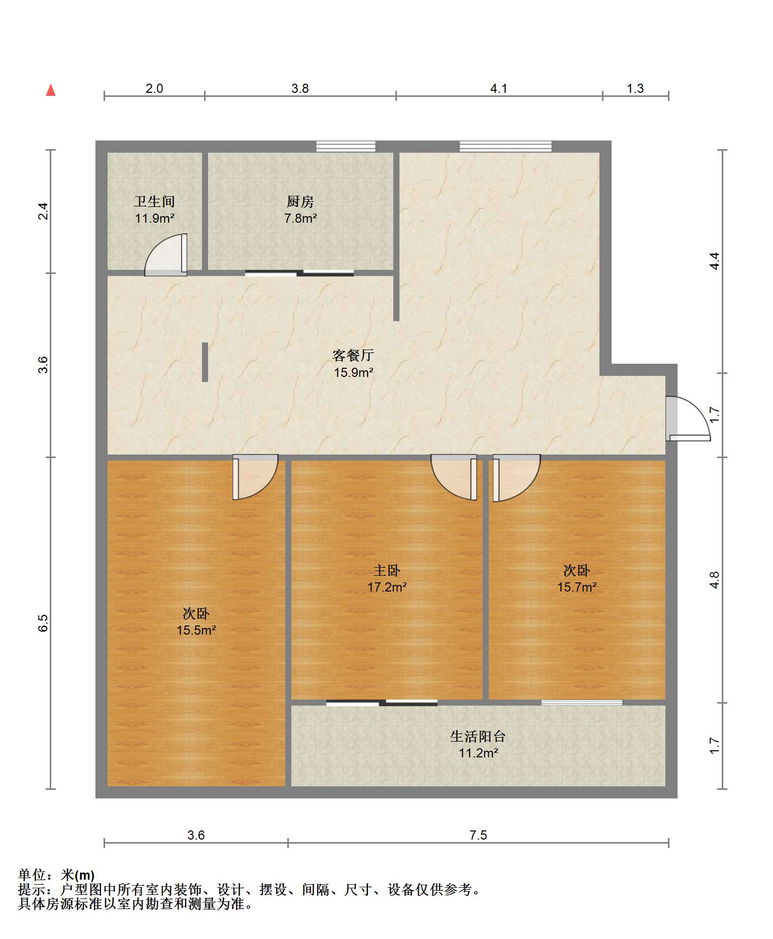 越江新村 3室2厅1卫 126.5m&sup2;