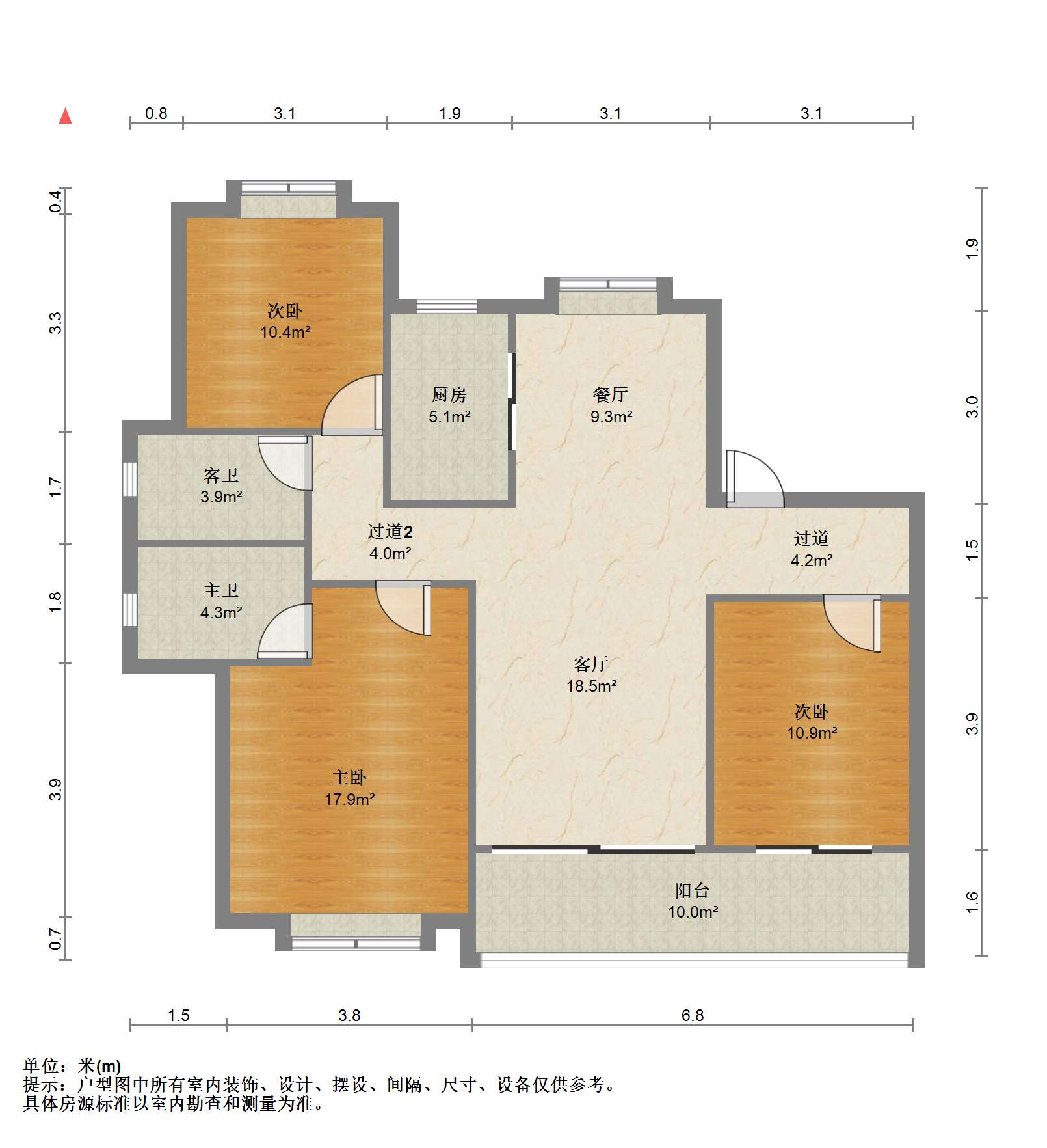 珑府 3室2厅2卫 124m&sup2;